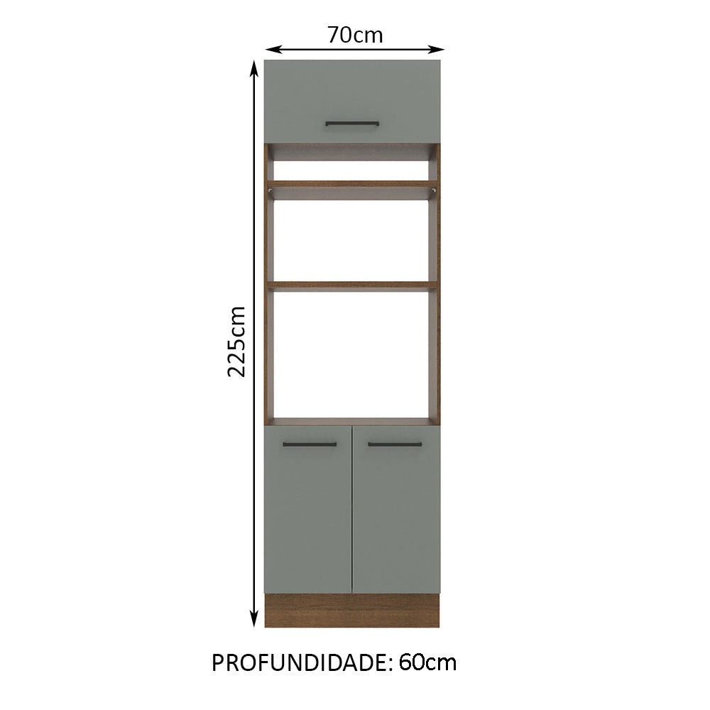 Mueble de Cocina para Horno 70 x 60 cm 3 Puertas Agata Marrón/Gris