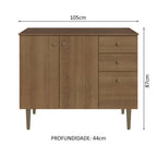 Gabinete Bajo para Fregadero 105 cm 3 Puertas 2 Cajones Marrón Gourmet Madesa