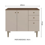 Gabinete Bajo para Fregadero 105 cm 3 Puertas 2 Cajones Marrón/Crema Gourmet Madesa