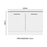 Mueble de Cocina para Fregadero 120 cm 2 Puertas (con Tablero) Blanco Agata Madesa