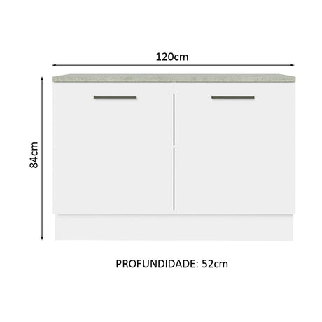 Mueble de Cocina para Fregadero 120 cm 2 Puertas (con Tablero) Blanco Agata Madesa