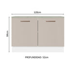 Mueble de Cocina para Fregadero 120 cm 2 Puertas (con Encimera) Blanco/Crema Agata