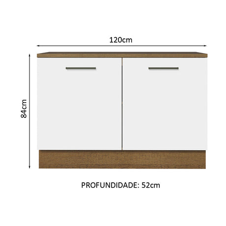 Mueble de Cocina para Fregadero 120 cm 2 Puertas (con Tablero) Marrón/Blanco Agata Madesa