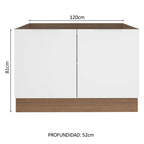 Gabinete Bajo para Fregadero 120 cm 2 Puertas Sin Encimera Marrón/Blanco Stella Madesa