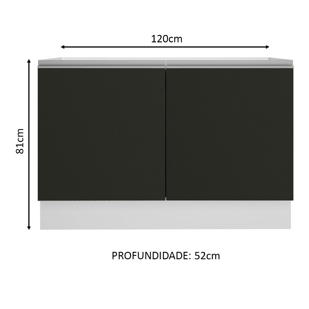 Gabinete Bajo para Fregadero 120 cm 2 Puertas (Sin Encimera ni Fregadero) Blanco/Negro