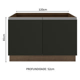 Gabinete Bajo para Fregadero 120 cm 2 Puertas (Sin Encimera ni Fregadero) Marrón/Negro