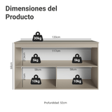 Gabinete Bajo para Fregadero 120 cm 2 Puertas Sin Patas Nice Crema