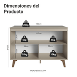 Gabinete Bajo de Cocina 120 cm 2 Puertas Con Patas Crema Nice Madesa