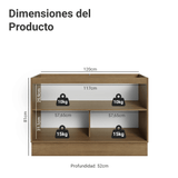 Gabinete Bajo para Fregadero 120 cm 2 Puertas (Sin Encimera) Marrón/Gris Lux Madesa