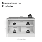 Gabinete Bajo 120 cm 2 Puertas Blanco/Gris Lux Madesa