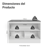 Gabinete Bajo de Cocina 120 cm 2 Puertas Blanco/Gris Lux Madesa