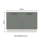 Gabinete Bajo para Fregadero 120 cm 2 Puertas Sin Encimera Blanco/Gris Agata Madesa