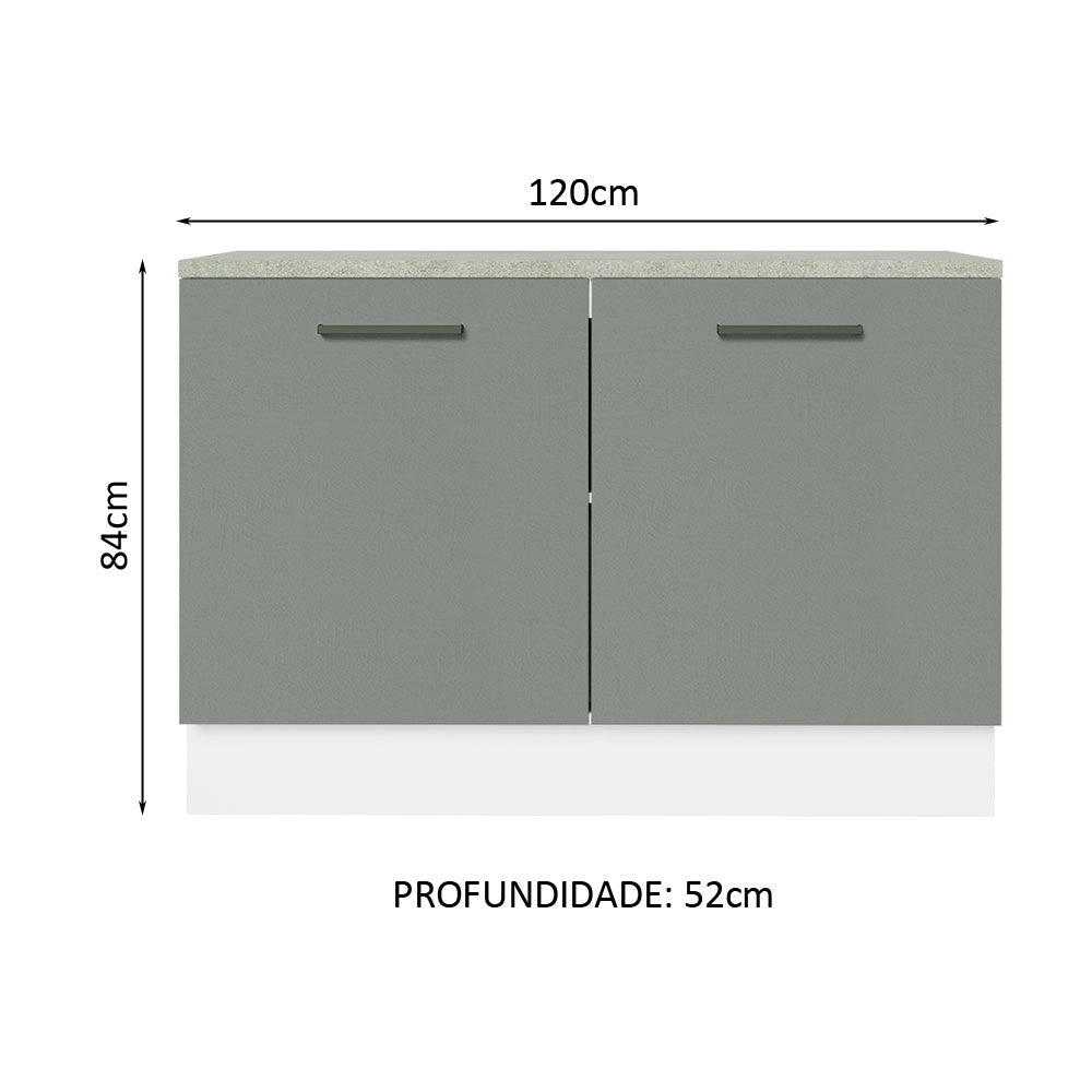 Gabinete Bajo para Fregadero 120 cm 2 Puertas (Con Encimera) Agata Blanco/Gris
