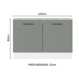 Gabinete Bajo para Fregadero 120 cm 2 Puertas (Con Encimera) Agata Blanco/Gris