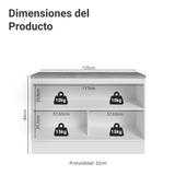 Gabinete Bajo de Cocina 120 cm 2 Puertas Blanco/Gris Vik Madesa