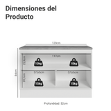 Gabinete Bajo de Cocina 120 cm 2 Puertas Blanco/Verde Vik Madesa