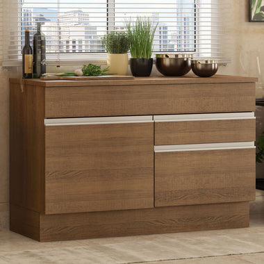 Gabinete Bajo para Fregadero 120 cm 1 Puerta 2 Cajones Marrón Glamy Madesa