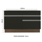 Gabinete Bajo para Fregadero 120 cm 1 Puerta 2 Cajones Sin Encimera Marrón/Negro Glamy Madesa