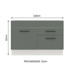 Gabinete Bajo para Fregadero 120 cm 1 Puerta 2 Cajones Sin Encimera Blanco/Gris Agata Madesa