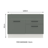 Gabinete Bajo para Fregadero 120 cm 1 Puerta 2 Cajones (Sin Encimera) Agata Blanco/Gris