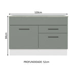 Gabinete Bajo para Fregadero 120 cm 1 Puerta 2 Cajones (Con Encimera) Agata Blanco/Gris