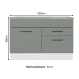 Gabinete Bajo para Fregadero 120 cm 1 Puerta 2 Cajones (Con Encimera) Agata Blanco/Gris