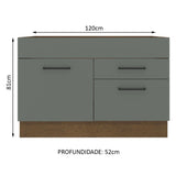 Gabinete Bajo para Fregadero 120 cm 1 Puerta y 2 Cajones (Sin Encimera ni Fregadero) Agata Marrón/Gris