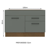 Gabinete Bajo para Fregadero 120 cm 1 Puerta y 2 Cajones (Sin Encimera ni Fregadero) Agata Marrón/Gris