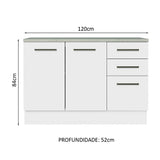 Mueble de Cocina Para Fregadero 120 cm 2 Puertas y 3 Cajones (Con Tablero) Blanco Agata Madesa