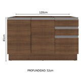 Mueble de Cocina para Fregadero 2 Puertas y 3 Cajones + Portacubiertos Marrón Glamy