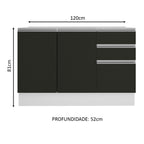 Gabinete Bajo para Fregadero 120 cm 2 Puertas 3 Cajones Sin Encimera Blanco/Negro Glamy Madesa