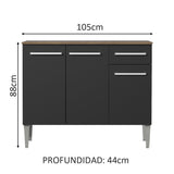 Mueble de Cocina para Fregadero 3 Puertas y 1 Cajón Marrón/Negro Emilly
