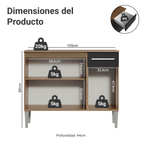 Gabinete Bajo para Fregadero 105 cm 3 Puertas 1 Cajón Marrón/Negro Emilly Madesa