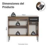 Mueble de Cocina para Fregadero 3 Puertas y 1 Cajón Marrón/Negro Emilly