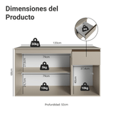 Gabinete Bajo para Fregadero 120 cm 3 Puertas 1 Cajón Sin Patas Nice Crema