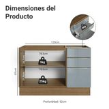 Gabinete Bajo para Fregadero 120 cm 2 Puertas 3 Cajones (Sin Encimera) Marrón/Gris Lux Madesa