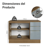 Gabinete Bajo de Cocina 120 cm 2 Puertas 3 Cajones Marrón/Gris Lux Madesa
