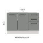 Gabinete Bajo para Fregadero 120 cm 2 Puertas 3 Cajones Sin Encimera Blanco/Gris Agata Madesa
