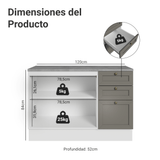 Gabinete Bajo para Fregadero 120 cm 2 Puertas 3 Cajones Blanco/Gris Vik Madesa