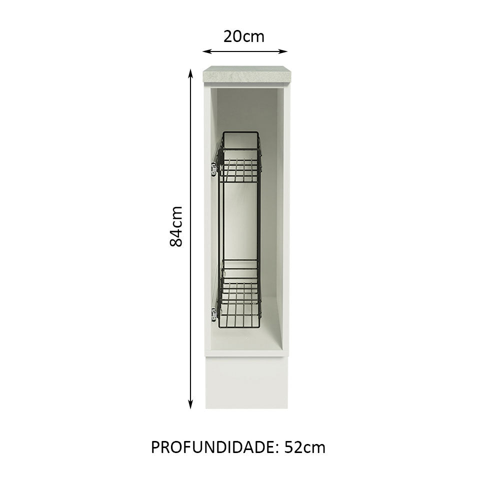 Gabinete Especiero para Cocina 20cm Blanco (Con Encimera) Glamy y Agata