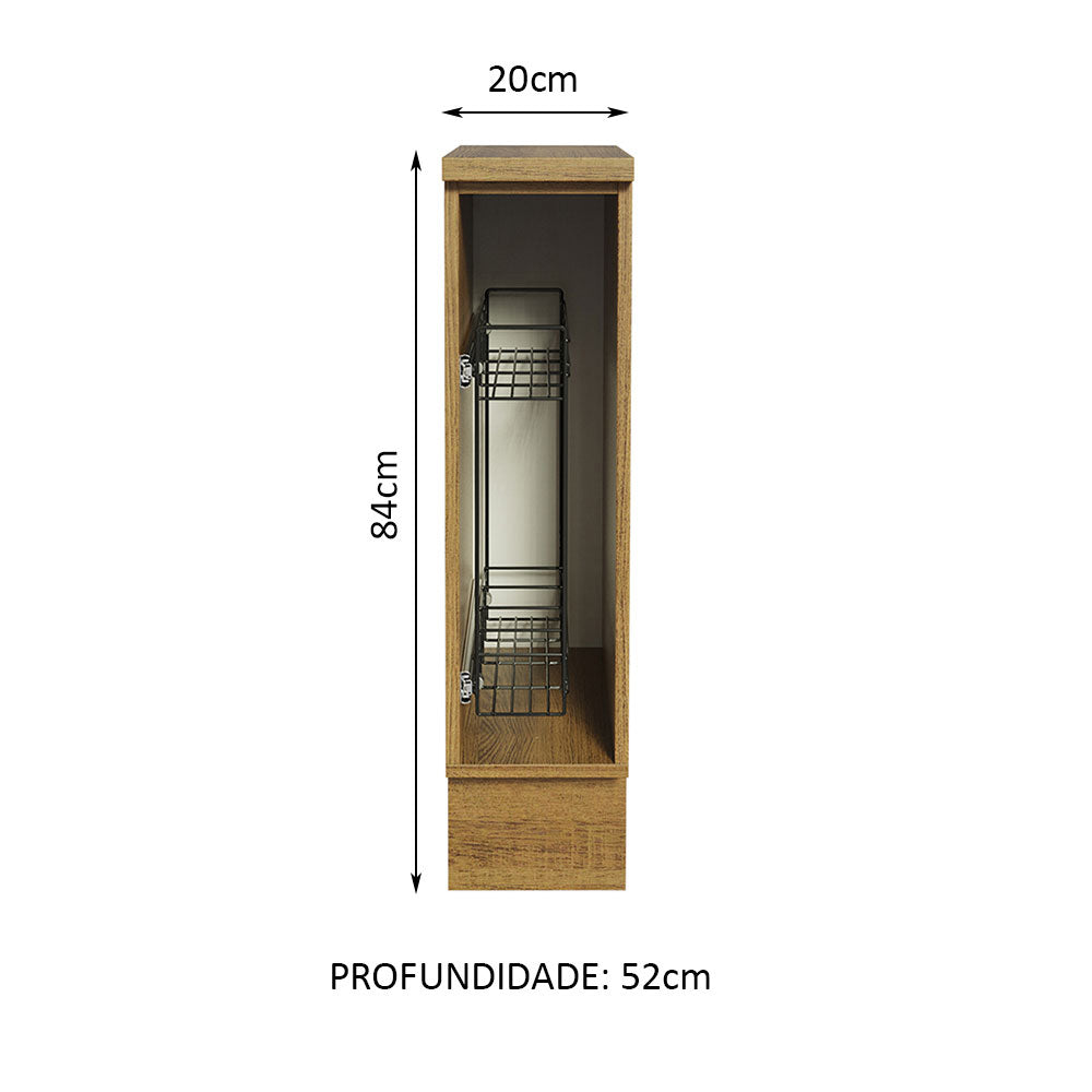 Gabinete Especiero para Cocina 20cm Marrón (Con Encimera) Glamy y Agata