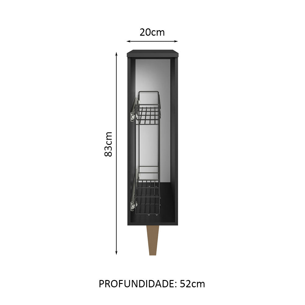 Especiero de Cocina 20 cm Negro Reims Madesa