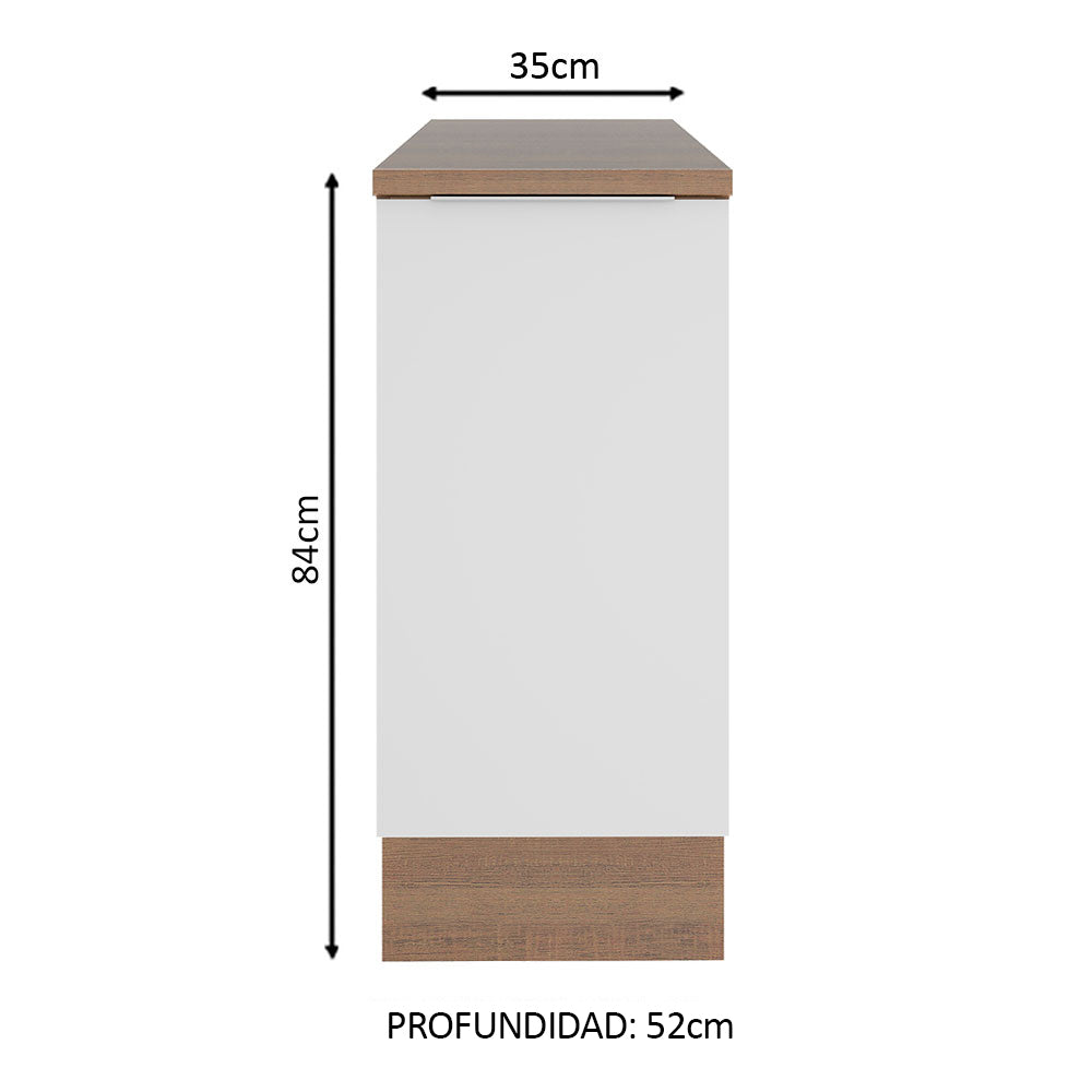Gabinete Bajo 35 cm 1 Puerta Marrón/Blanco Stella Madesa