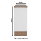 Gabinete Bajo 35 cm 1 Puerta Marrón/Blanco Stella Madesa