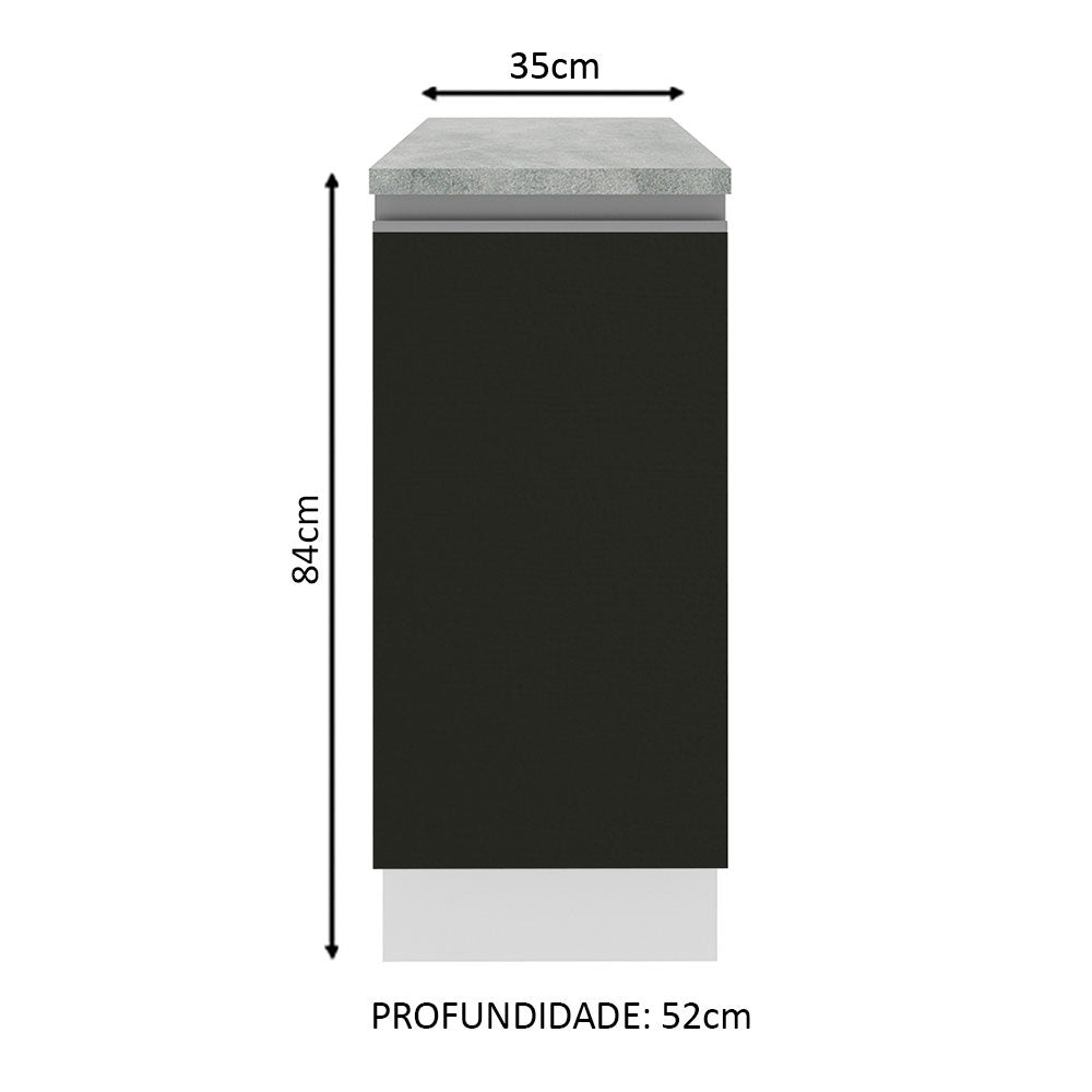 Gabinete Bajo 35 cm 1 Puerta Blanco/Negro Glamy Madesa