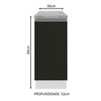 Gabinete Bajo 35 cm 1 Puerta Blanco/Negro Glamy Madesa