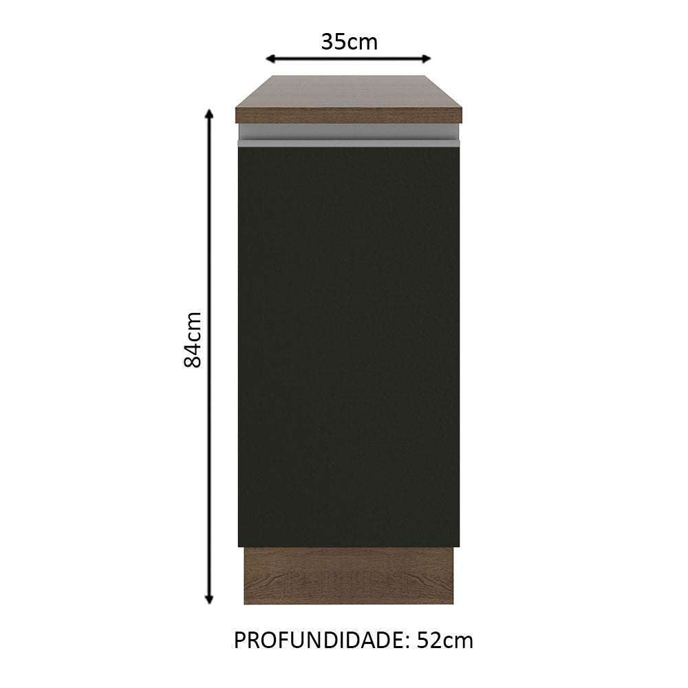 Gabinete Bajo 35 cm 1 Puerta Marrón/Negro Glamy