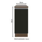 Gabinete Bajo 35 cm 1 Puerta Marrón/Negro Glamy Madesa