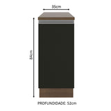 Gabinete Bajo 35 cm 1 Puerta Marrón/Negro Glamy