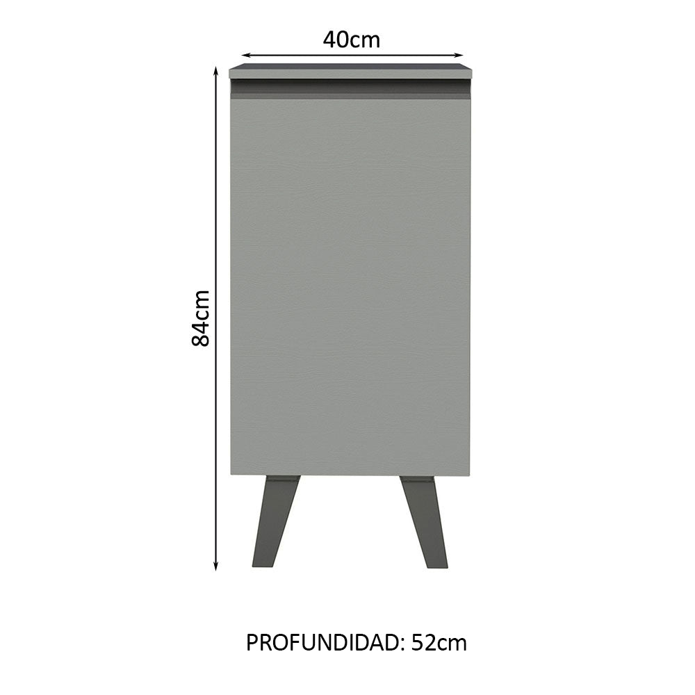 Gabinete Bajo 40 cm 1 Puerta Con Patas Gris Nice Madesa
